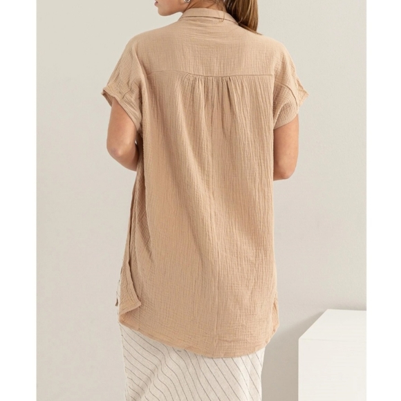 #371 SALE🛑S,M,L Fabulous TIE-FRONT Double Gauze Shirt Top - Picture 10 of 16